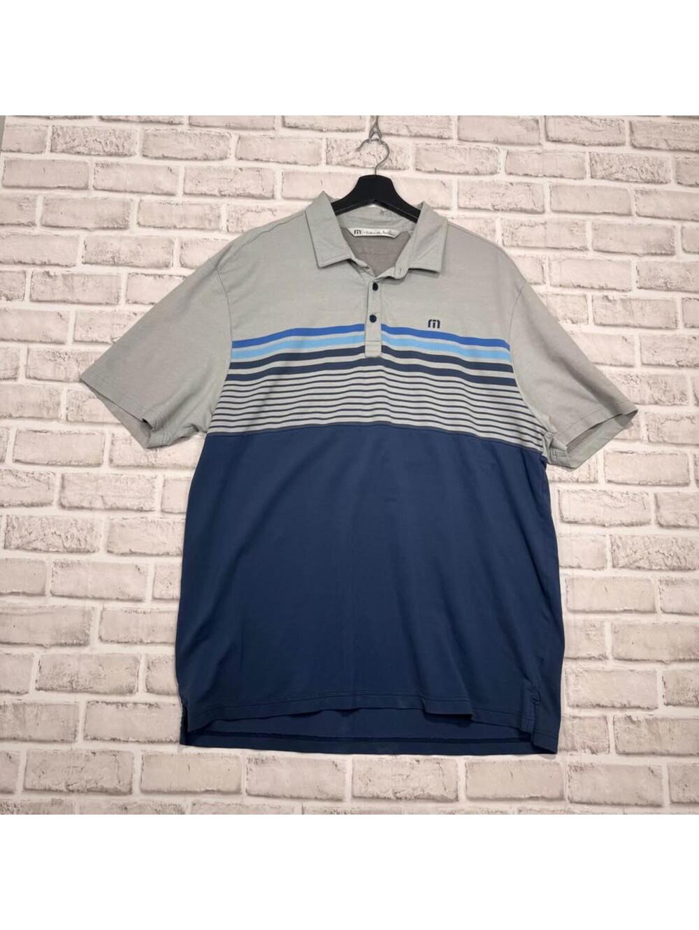 Travis Mathew Gray and Navy Golf Shirt Men's XL